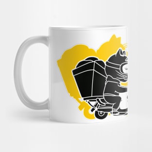 colorful cat as a package delivery person Mug